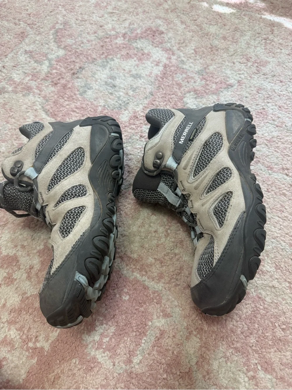 Merrell Women's Gray and Tan Athletic Hiking Shoes. Waterproof.